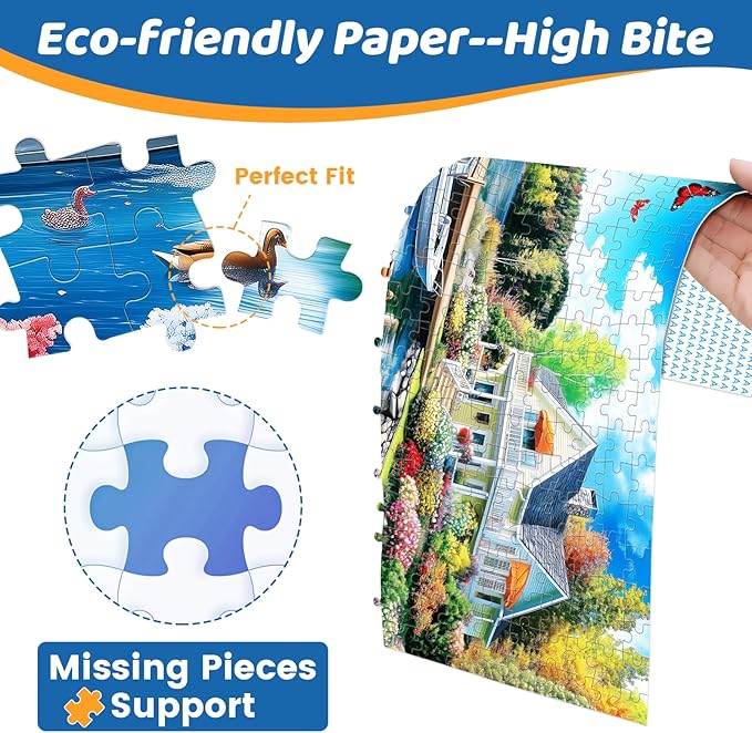 300 Pieces Puzzles for Adults | Lake House Jigsaw Puzzles | Large 300 Piece Puzzle for Children Adults Seniors | Sturdy,Safe | Engaging & Educational Toys Great Gift for Boys Girls 20.5 x 15 in