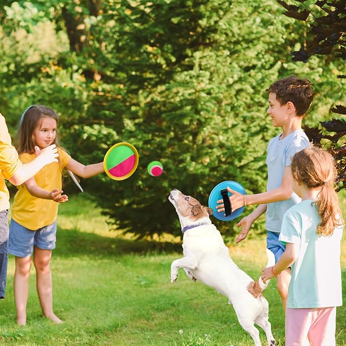 Aneco Toss and Catch Paddle Game Set Disc Paddles and Toss Ball Sport Game with Storage Bag, 6 Paddles and 6 Balls