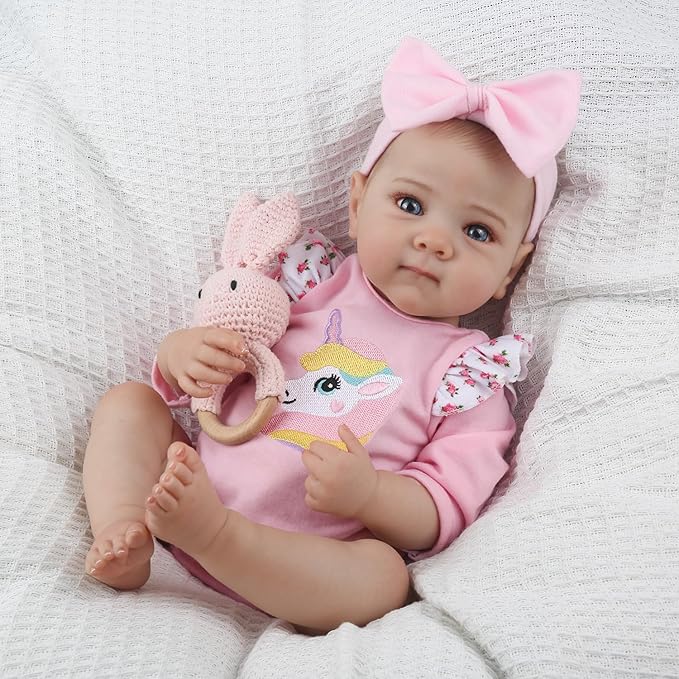 KSBD Reborn Baby Dolls - 20-inch Realistic Baby Doll Girl, Lifelike Newborn Baby Doll with Full Vinyl Body, Handmade with Accessories, Real Life Baby Doll for 3+ Years Old Kids Gifts
