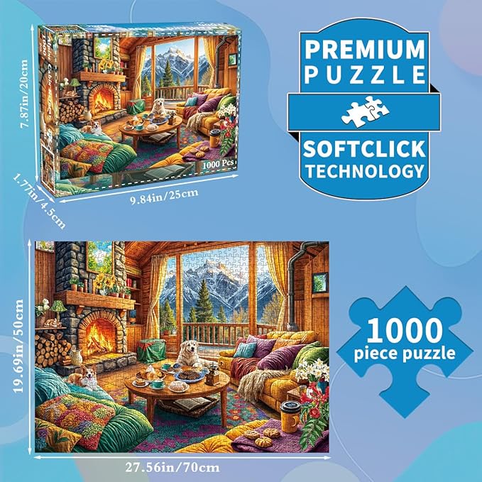 Jigsaw Puzzles for Adults 1000 Piece Puzzle for Adults 1000 Pieces Puzzle 1000 Pieces-Alpine Cozy Wooden House