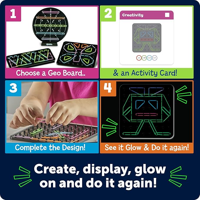Learning Resources STEM Explorers Geo-Glow Art Kit - Glow in The Dark Toys, Kids Art Display, Homeschool, Fine Motor Skills, Critical Thinking for Kids