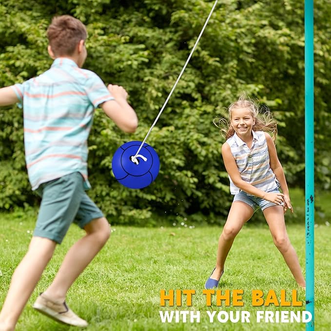Shappy Tetherball Soft Tether Balls and Rope Set Game Replacement Tetherball Set Rubber Tether Ball Equipment for Kids Adults Indoor Outdoor Playground Yard Backyard Play