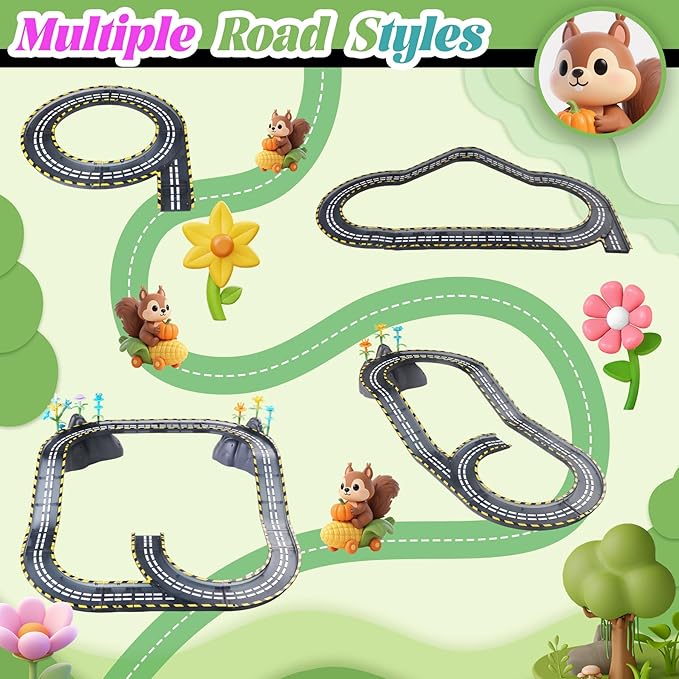 153PCS Magnetic Tiles Road Set with Toy Car & Flowers Building Toy, Magnet Tiles for Kids, Magnetic Building Blocks, STEM Toy Gift for Boys and Girls, Garden Track Themed