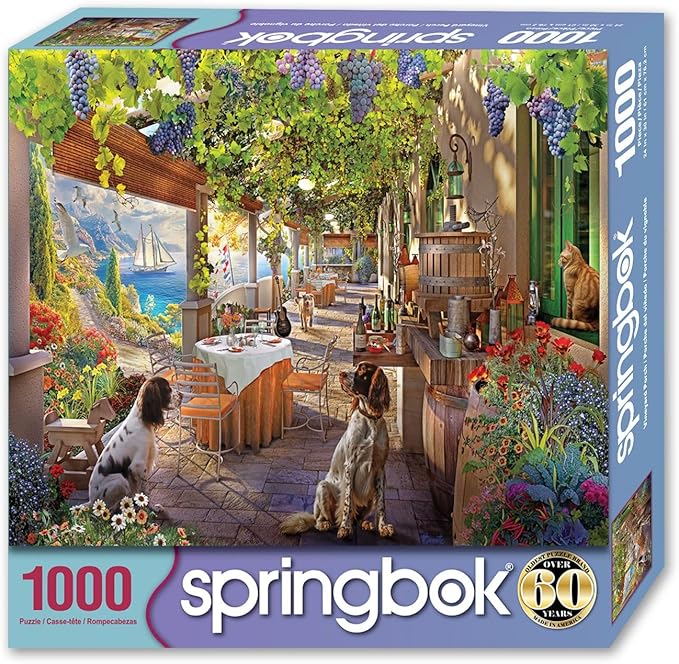 Springbok Vineyard Porch 1000 Piece Jigsaw Puzzle for Adults - Oceanside Winery - Unique Cut Pieces - Made in USA