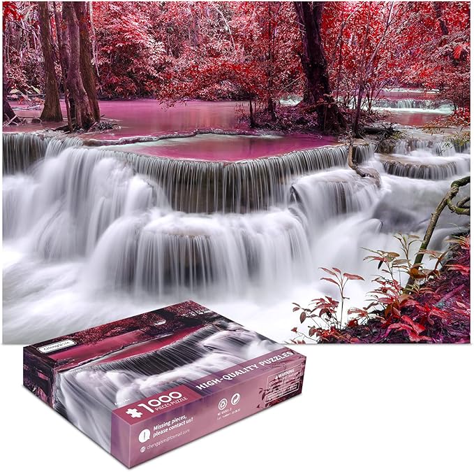 1000 Piece Puzzle for Adults, Mountain Waterfall Jigsaw Puzzles 1000 Pieces with Letters on Back, Impossible Hard Puzzles for Adults Seniors Teens Challenging Gift, Finished Size 27.6 x 19.7 inches