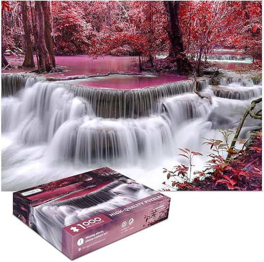 1000 Piece Puzzle for Adults, Mountain Waterfall Jigsaw Puzzles 1000 Pieces with Letters on Back, Impossible Hard Puzzles for Adults Seniors Teens Challenging Gift, Finished Size 27.6 x 19.7 inches