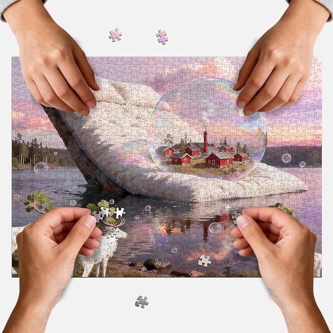 Puzzles for Adults 1000 Pieces Puzzle with Letters on Back Jigsaw Puzzle Nature Landscape Day and Dream Colorful Family Puzzle Decoration Challenging Puzzles (27.56x19.7 Inch)