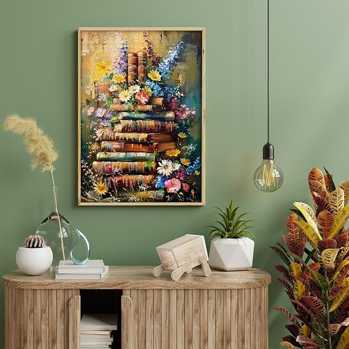 Vintage Book Puzzle for Adults，PICKFORU Wildflower Pages Jigsaw Puzzle 1000 Pieces,Retro Plant Floral Puzzle, Book Aesthetic Puzzle for Book Lover