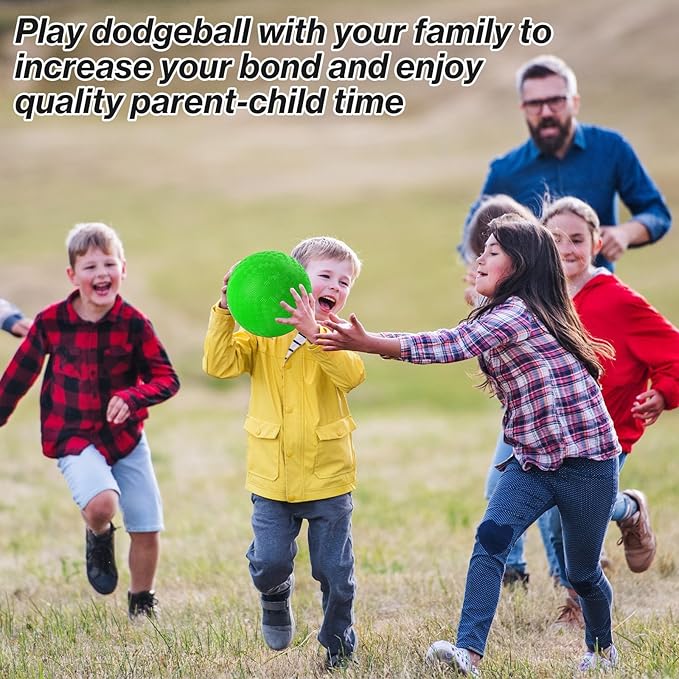 6 Pcs Dodgeballs 8.5 Inch Playground Ball Kickball Green Inflatable Rubber Handball Bouncy Dodge Ball with 1 Hand Pump for Outdoors Games Gym Camps Picnic (Needle is at The Top of the Pump)