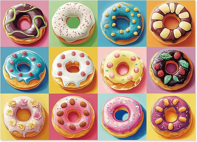 500 Piece Jigsaw Puzzle for Adults and Families - Colorful Donuts Pieces - Challenging Puzzle for Game Nights Holiday Family Party Decoration