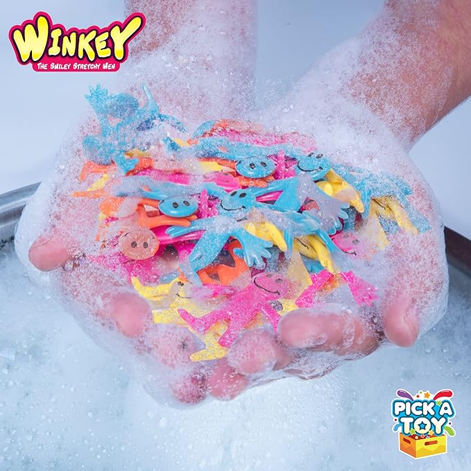 Pick A Toy Sticky Stretchy Happy Man Toy Party Favors for Kids: Rubber Sensory Toys Set of 36 - Classroom Small Prizes for Birthday Goody & Easter Egg Fillers