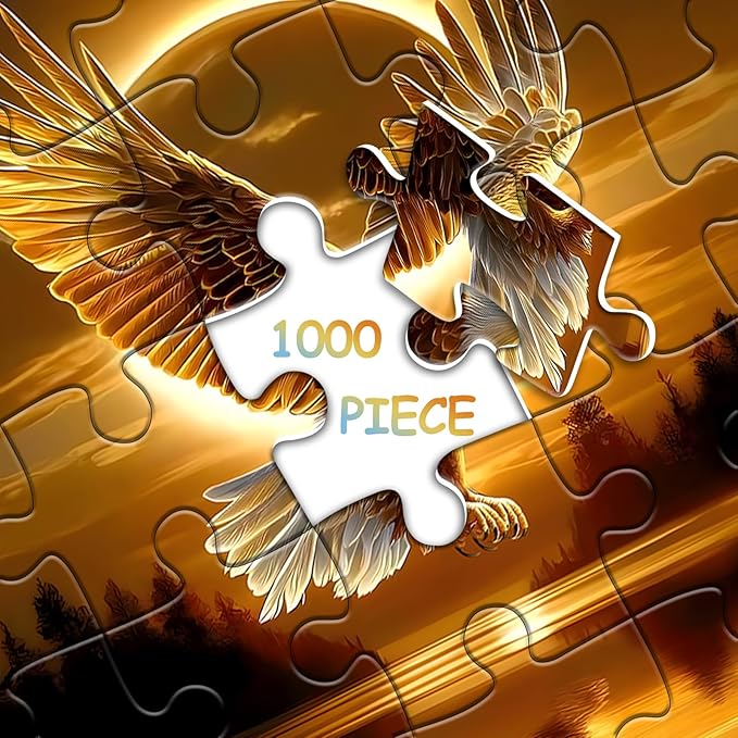 Solar Eagle Puzzles for Adults 1000 Pieces, Nature Forest Sunset Scenery Puzzles, Bald Eagle Bird Jigsaw Puzzles, Beautiful Animal Puzzles as Home Decor