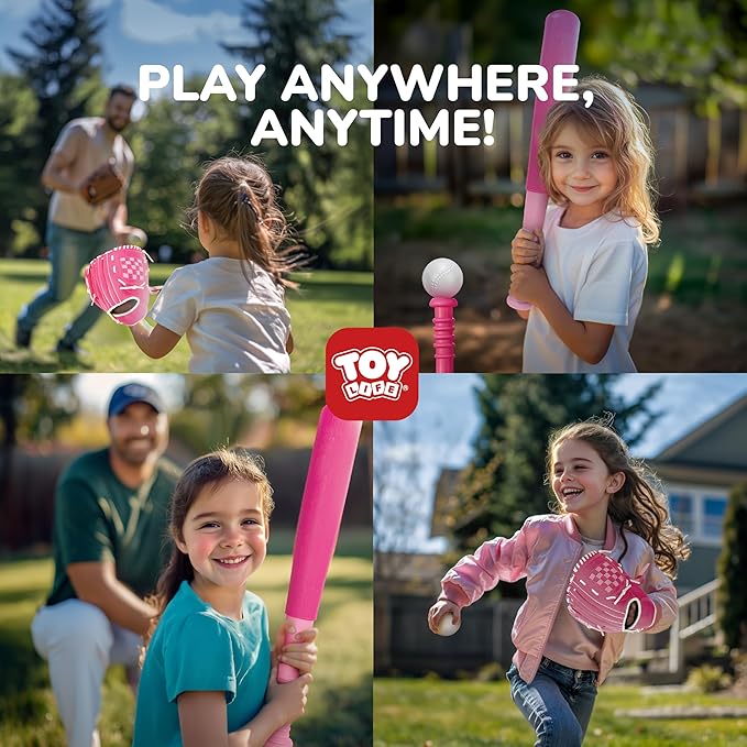 TOY Life T Ball Set for Kids 3-5 5-8, Toddler Baseball Set for Girls, T Ball Stand Sets with Baseball Glove, Tball Bating Tee Outdoor Indoor Toys for Toddler Girls