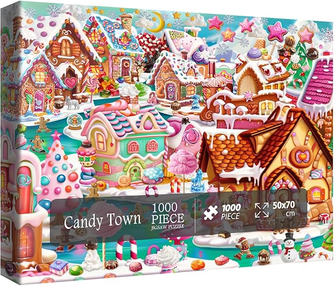 Funny Winter Scenic Puzzles for Adults 1000 Pieces, Magic Candy Cute Jigsaw Puzzles, Pretty Colorful Art Puzzles