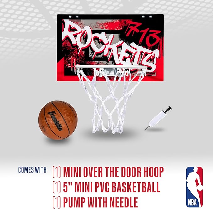 Franklin Sports NBA Team Over the Door Basketball Hoops - Kids Indoor Mini Basketball Hoop + Ball Set - NBA Fan Mini Hoops