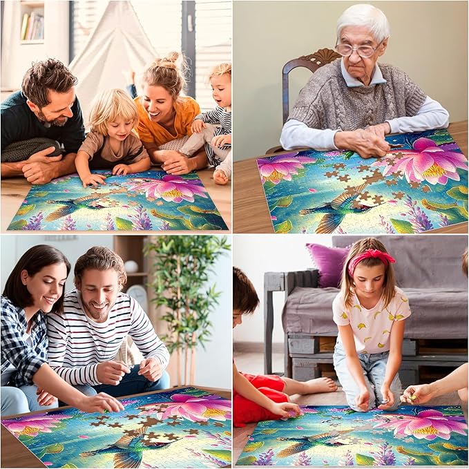 300 Piece Puzzles for Adults, Humbird Flower Lake Jigsaw Puzzle for Adults Kids Seniors, Recycled Cardboard Large Piece Puzzle 300 Piece, Challenging Game Family Activity Great Gift for Friends