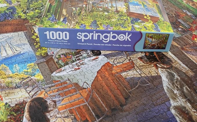 Springbok Vineyard Porch 1000 Piece Jigsaw Puzzle for Adults - Oceanside Winery - Unique Cut Pieces - Made in USA