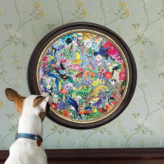 eeBoo 500 Piece Puzzle - Paradise Garden Jigsaw Puzzle for Adults, Circular with 23" Diameter Made with Recycled Board & Vegetable-Based Ink