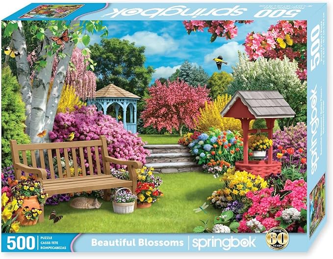 Springbok Beautiful Blossoms 500 Piece Jigsaw Puzzle for Adults Features a Dreamy Garden Scene in Spring with Blooms of Every Color