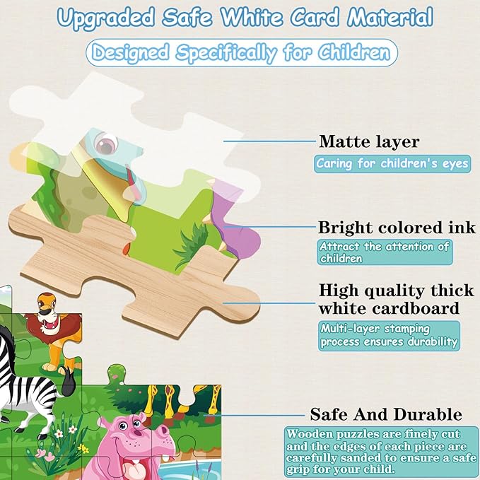 Wooden Puzzles for Kids Ages 4-6, 6 Packs 24 Pcs Jigsaw Puzzles Preschool Educational Toys Gifts for Children Ages 3 4 5 6 Year Old Kids Puzzles Ages 3-5 Year Olds Boys Girls