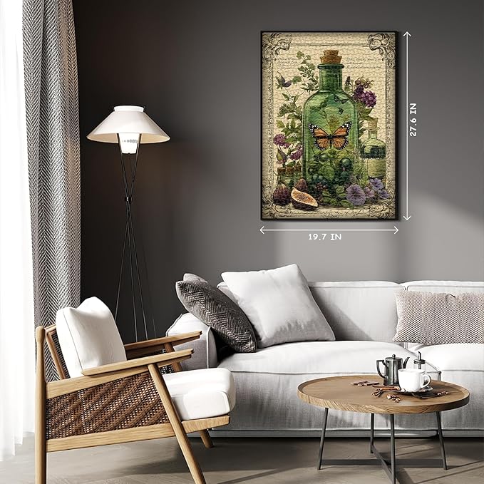 PICKFORU Plant Puzzles for Adults 1000 Pieces, Vintage Butterfly Magic Potion Bottle Puzzles,Flower Jigsaw Puzzle Retro Phytology Poster