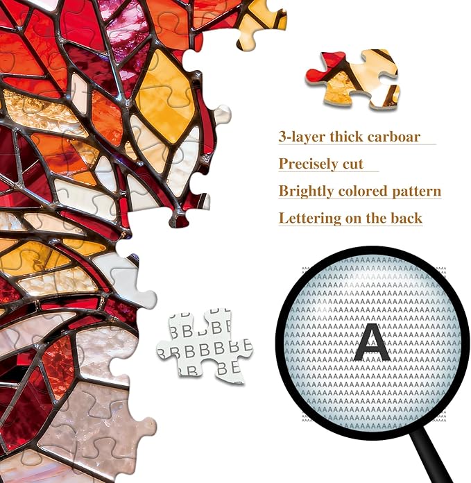 1000 Piece Adult Puzzle, Rainbow Stained Glass Tree of Life Jigsaw, Puzzles for Adults Colorful Geometric Mosaic Puzzles, Home Decor Gift for Art & Nature Lovers