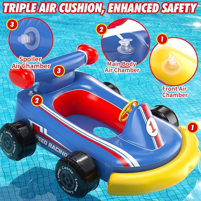 Lehoo Castle Inflatable Pool Floats Toys for Kids with Water Gun - Ride-on Swimming Pool Floaties for Kids Ages 3-8, Toddler Pool Float Outdoor Summer Beach Water Toys for Boys and Girls