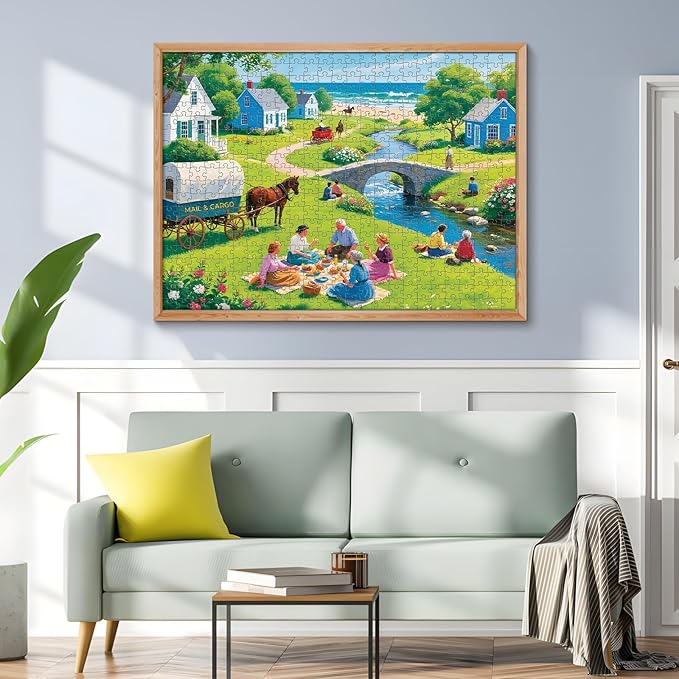 500 Piece Jigsaw Puzzles for Adults, Charming Picnic Jigsaw Puzzles, Vibrant and Relaxing 500 Piece Puzzle, Perfect for Family Time, Home Wall Decor, Great Gift for Adults, Seniors, 20.5 x 15 in