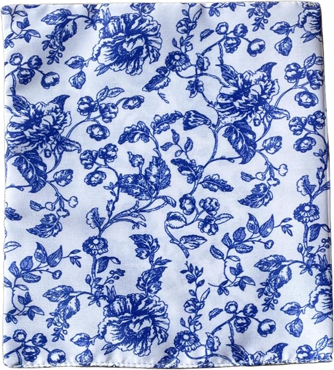 1:12 Scale Dollhouse Bedding Set for 6-Inch Dolls, 5-Piece Comforter, Pillows & Blanket, Realistic Mini Bedroom Accessories, Blue Floral & White Design