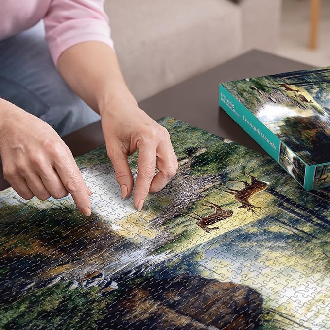 Forest Deer Puzzles for Adults 1000 Pieces, Wildlife Nature Jigsaw Puzzles, Animal Landscape Art Puzzles