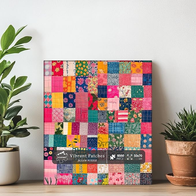 Sewing Patch 1000 Piece Puzzle for Adults, PICKFORU Vintage Quilt Patchwork Flower Art Puzzles, Impossible Difficult Colorful Theme as Wall Decor