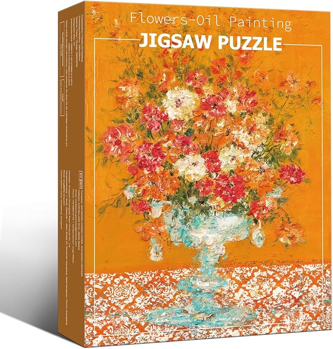 Puzzles for Adults 500 Pieces, Jigsaw Puzzle for Adults, Fun Challenging Family Puzzle, Orange Floral Oil Painting Puzzles Game, Interlock Perfectly No Dust, Gifts for Easter Parents