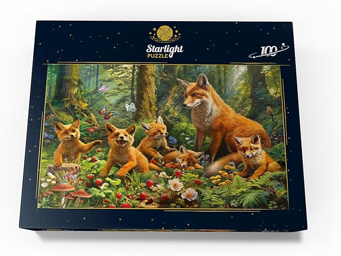 MyPuzzle Fox Family - Premium 100 Piece Jigsaw Puzzle for Adults