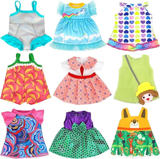 UNICORN ELEMENT 9 Sets Alive Baby Doll Clothes for 10-12 Inch Girl Dolls,12 Inch Baby Doll Clothing Dress Outfits Accessories Set,Best Gift for Kids
