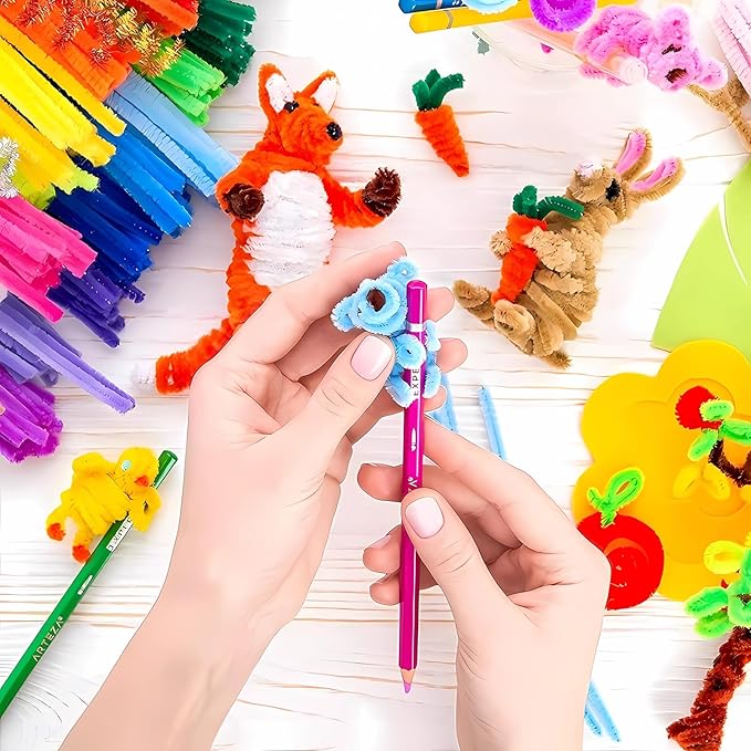 NovaWiseTech Arts and Crafts Supplies, 1200pcs Craft Kits, Pipe Cleaners Bulk, Multicolor Pom Poms Balls, Googly Eyes for DIY Craft Decorations