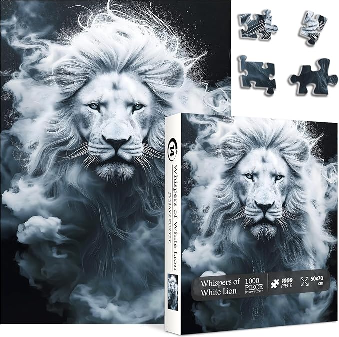 Mystery Lion Puzzles 1000 Pieces for Adults, Animal Challenging Jigsaw Puzzles, Difficult Nature Wild Animals Art Puzzle as Home Wall Art
