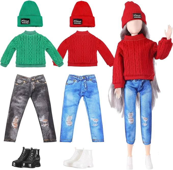 Bencailor 6 Pcs Doll Clothes Doll Accessories Include Sweater Pants Shoes Hat for Birthday Gift(Bright,12 Inch)