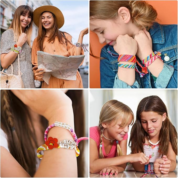 Friendship Bracelet Making Kit for Girls Ages 8-12, Kids Jewelry Making Kit with 28 Pre-Cut Threads and Letter Beads, Arts and Crafts for Kids, Birthday Easter Gifts for 6 7 8 9 10 11 12 Year Old