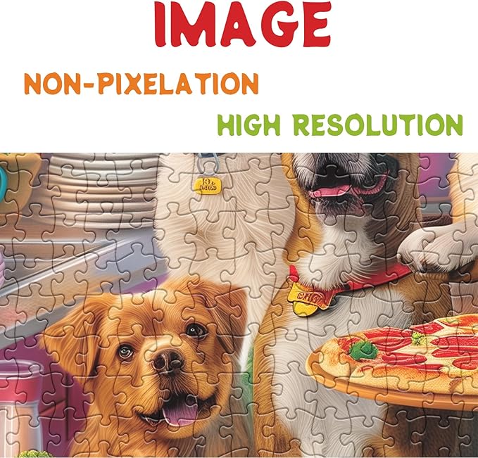 Dog Puppy Pizza Puzzles for Adults 1000 Pieces, Food Kitchen Jigsaw Puzzle, Animals Funny Puzzles