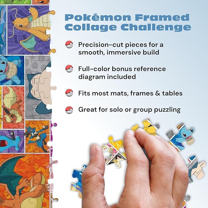 Buffalo Games - Pokemon - Frames - 1000 Piece Jigsaw Puzzle for Adults Challenging Puzzle Perfect for Game Nights - 1000 Piece Finished Size is 26.75 x 19.75, Large