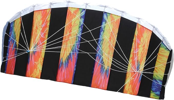 In the Breeze Tie Dye Sport Kite - Dual Line Stunt Parafoil - Includes Braided Kite Line and Bag - Easy to Fly,62" W x 27" H,3081