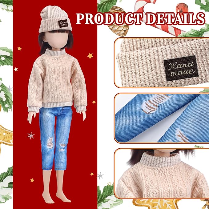 Bencailor 6 Pcs Doll Clothes Doll Accessories Include Sweater Pants Shoes Hat for Birthday Gift(Elegant,12 Inch)