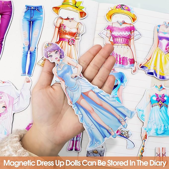 PainZieteg Magnetic Dress Up Dolls, Magnetic Princess Dress Up Paper Dolls, Magnetic Dress Up Dolls for Girls Ages 4-10 Learning Created Imagine Set Birthday Gift (Joy)