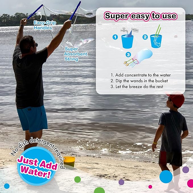 WOWMAZING Giant Bubble Kit: Space - Incl. Wand, 2 Big Bubble Concentrate Pouches and 8 Glow-in-The-Dark Stickers | Outdoor Toy for Kids, Girls | Bubbles Made in The USA - Space Kit