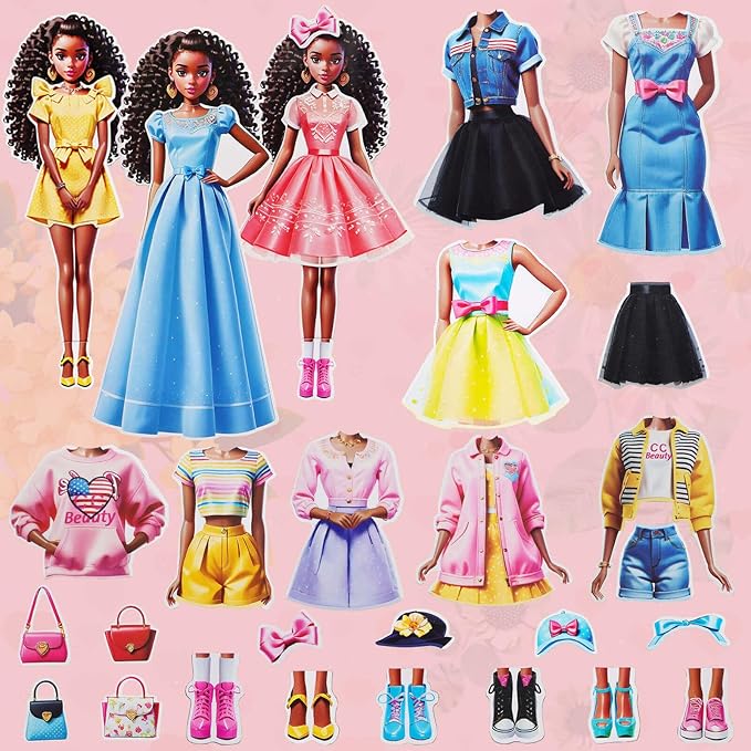 PainZieteg Magnetic Dress Up Dolls, Magnetic Princess Dress Up Paper Dolls, Magnetic Dress Up Dolls for Girls Ages 4-10 Learning Created Imagine Set Birthday Gift (May)
