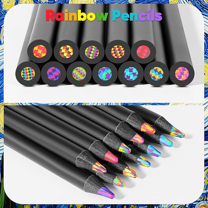 Hapikalor Easter Basket Stuffers for Teens, Art Supplies, 12 Rainbow Colored Pencils, Easter Gifts for Kids, Teen Girl Gifts Trendy Stuff, Birthday Party Favors Arts and Crafts 5-12 Year Old