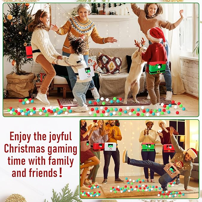4 Sets Christmas Swing Shaking Balls Game Set Christmas Novelty Twerk Game 40 Balls, Ribbon, Cardboard Boxes Fun Xmas Party Games for Family Large Group Winter Holiday Party Indoor Outdoor