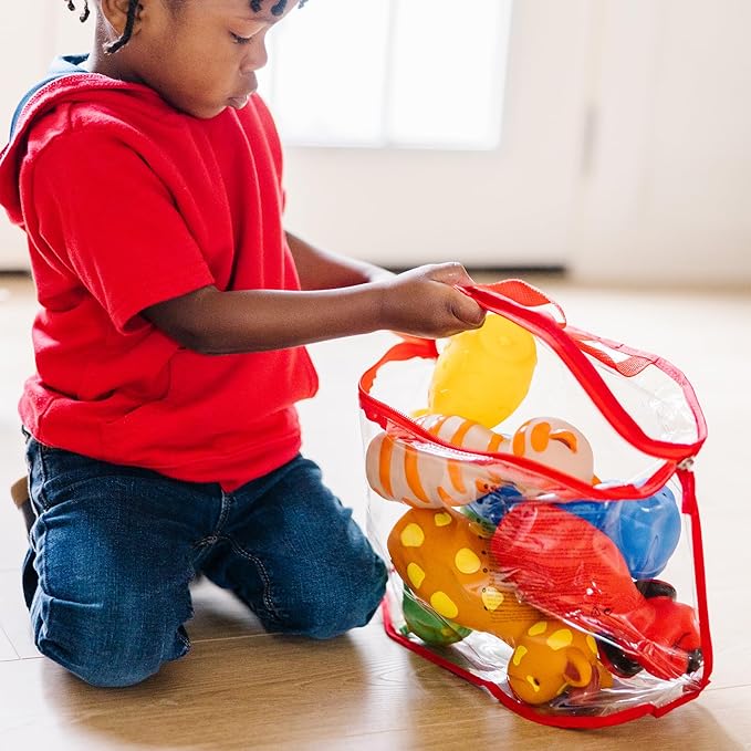 Melissa & Doug K's Kids Bowling Friends Play Set and Game with 6 Pins and Convenient Carrying Case Indoor Outdoor Bowling Set, Soft Plastic Animal Pins, for Ages 2+