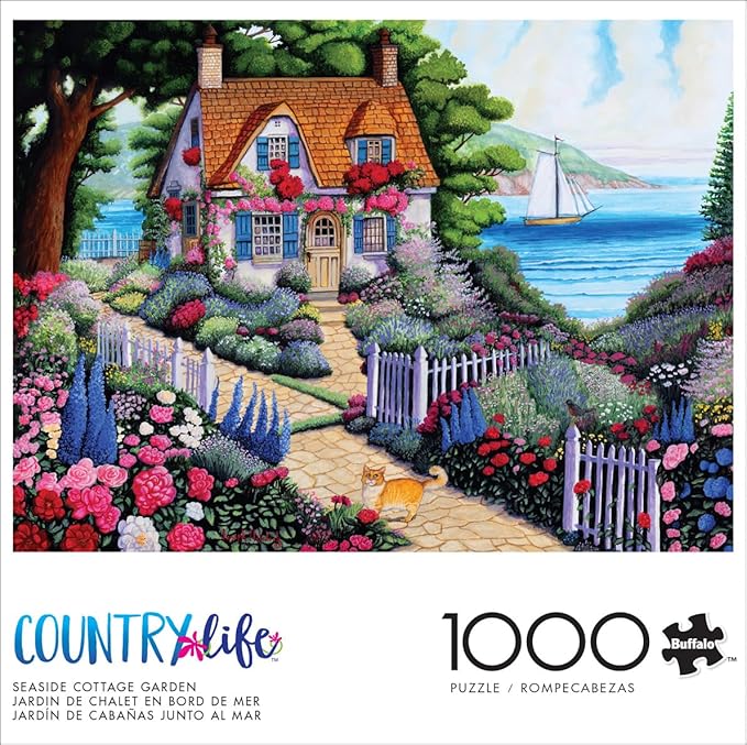 Buffalo Games - Country Life - Joseph Holodook - Seaside Cottage Garden - 1000 Piece Jigsaw Puzzle for Adults -Challenging Puzzle Perfect for Game Nights