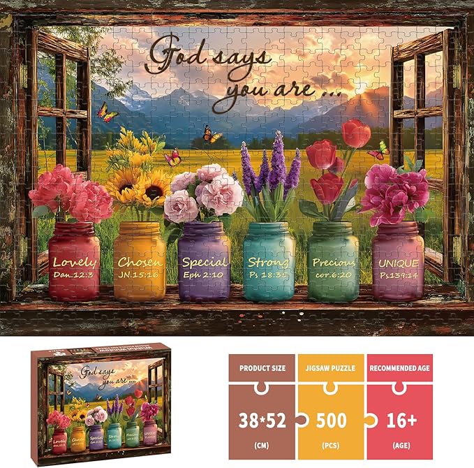 Puzzles for Adults 500 Pieces, Christian Bible Jigsaw Puzzles - Wishful Window, Impossible Christian Bible Puzzle for Seniors Families, 20.47x14.96 Inches, 1:1 Poster, Letter On The Back